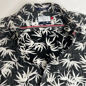 Denim & Flower Mens Button up Shirt cotton Hawaiian Floral Short Sleeve Slim L